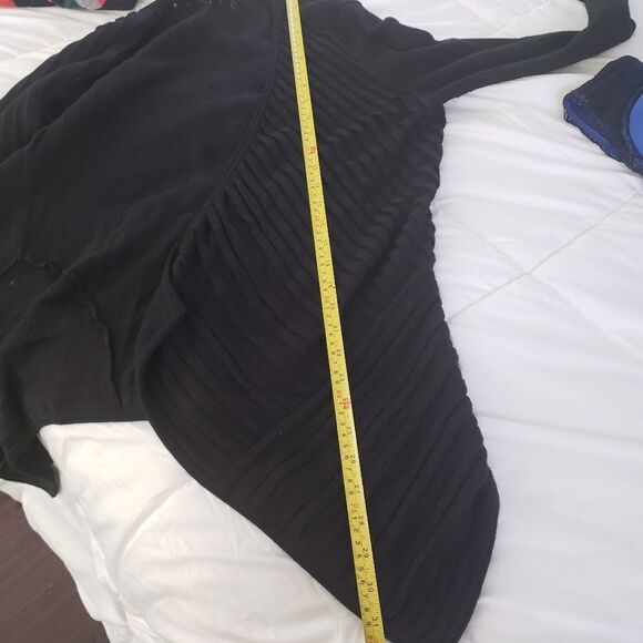 EILEEN FISHER Black Open Front Waterfall Cardigan - Picture 4 of 4